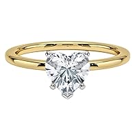 Vista 1 de Ssjewel 2 Ct Heart Shape Diamond Classic Solitaire Rings 14K Yellow Gold Finish Engagement Rings Fine 925 Sterling Silver Handmade Customized