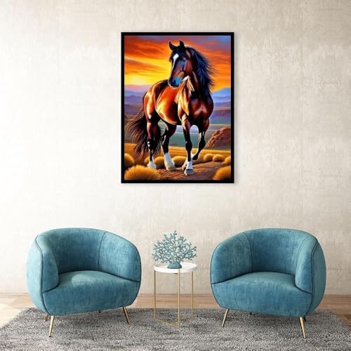 LWZAYS Horse Stamped Cross Stitch Kits, Animal Cross Stitch Kits for Adults Beginners,11 CT Full Range of Cross-Stitch Stamped Kits Needlecrafts for Home Decor Patterns12x16inch