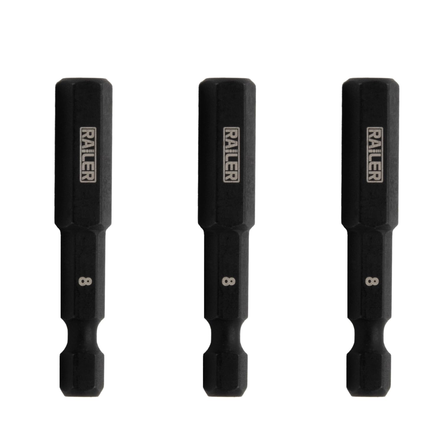 Railer Hex 8mm Tamper Proof 2" Bits - Hex Security 8 mm Impact Driver Bits. 1/4" Shank S2 Steel Tamper-Resistant Allen Bits (3 Pack)