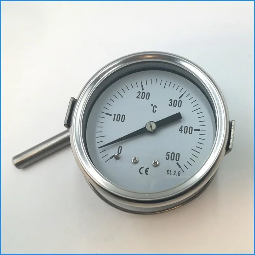 Termometro da forno in acciaio inox, con intervallo da 0 a 500 °C, impermeabile, grande quadrante trasparente, con sonda da 10 cm, per caldaie, tostapane, forni, griglie, stufe a legna (tipo