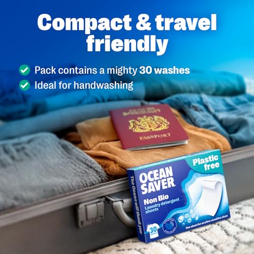OceanSaver Eco Laundry Detergent Sheets | Non-Bio | Eco-Friendly, Biodegradable & Freshly Scented | Zero-Waste & Removes Tough Stains | Vegan, Plastic & Cruelty-Free | Plant Based Formula (60 Washes) - Image 8