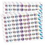1 inch Yard Garage Sale Price Stickers Pre-Priced Pricing Labels - Bright Gradient Colored Flea Market Dollar Priced Stickers for Yard Retail Business Supplies 700 Pcs (High Price)