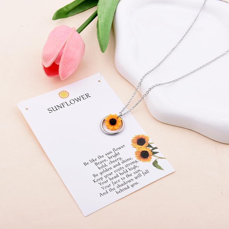 Inspirational Sunflower Necklace Gifts for Women Birthday Christmas Gifts for Women Friends Mom Daughter Granddaughter Niece Gift for Sunflower Lovers - Image 5
