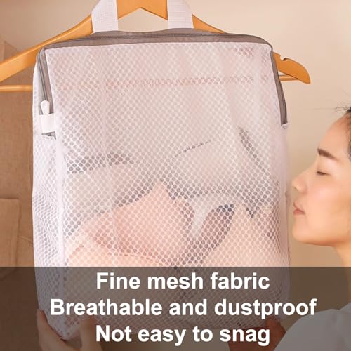 Underwear Garment Bag, Mesh Clothing Garment Bags for Storage, Visible, with Zipper, Suitable for Wardrobe Hanging(30x8x40cm/12x3x15in)3