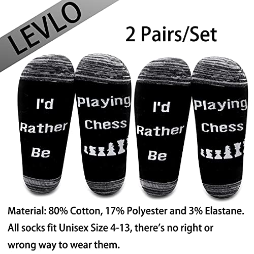 LEVLO Funny Chess Lovers Gifts I'd Rather Be Playing Chess Cotton Socks Gift for Chess Players2