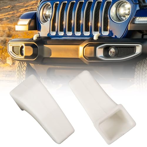 DKMGHT Factory Bumper Tow Hook Covers for Jeep Wrangler JK JL Gladiator TJ, White Protector Accessories 2007-2022 (2Pcs)