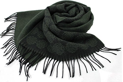 Foulard tissé rayé noir blanc 100% laine pour protéger le cou sensible sans irritation