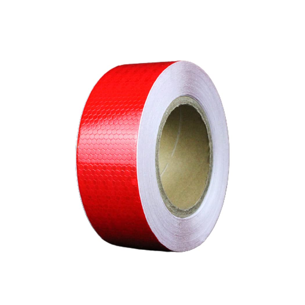 YUZGUHEY Reflective tape, Self Adhesive Fluorescent Reflector Warning Tape, 2 inch by 9.8 feet Multicolor(Red)