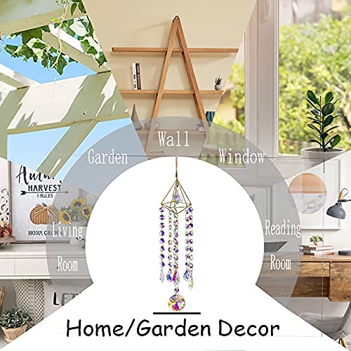 H&D Hyaline & Dora Crystal Suncatcher Wind Chimes,Window Hanging Ornament,Chandelier Aurora Rainbow Crystal Prisms Ornament Garden Outdoor Decoration Pendant #TOP7