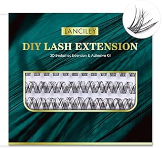 Lanciley Individual Lashes 45 Clusters Lashes C Curl DIY Eyelash Extension Kit at Home for Make-up Beginner False Eyelashes with Eyelash Glue Tweezers 10/12/14/15/16mm Easy to Use - Natural Style