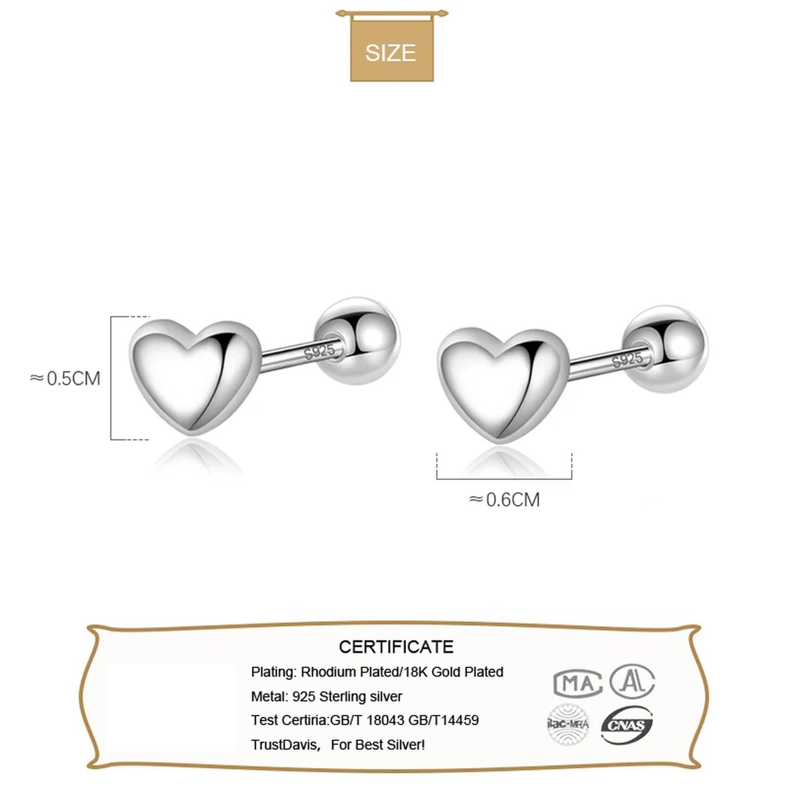 ISCBAFYX 925 Sterling Silber Herz Schraub Ohrstecker für Frauen Mädchen minimalistischen Schmuck