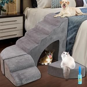   Foam-Dog-Stairs-Steps-Ramps-for-High-Beds-30-36-inches-High-Tall-LitaiL-6-Step-Pet-StairsSteps-for-High-Beds-30-inch-Large-Dogs-Non-Slip-Dog-Ramps-for-Small-Dogs-for-Older-DogsCats-Injured