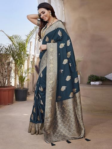 Image of Satrani Women's Jacquard Silk Blend Saree