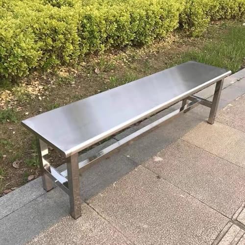 Sturdy 304 Stainless Steel Outdoor Patio Bench, 660 Lbs Capacity, Durable Garden Seating for Parks & Commercial Use, 59in Long, Weather-Resistant.