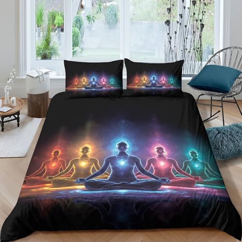 Housse de couette fermeture éclair anti-acarien imprimé 3D méditation