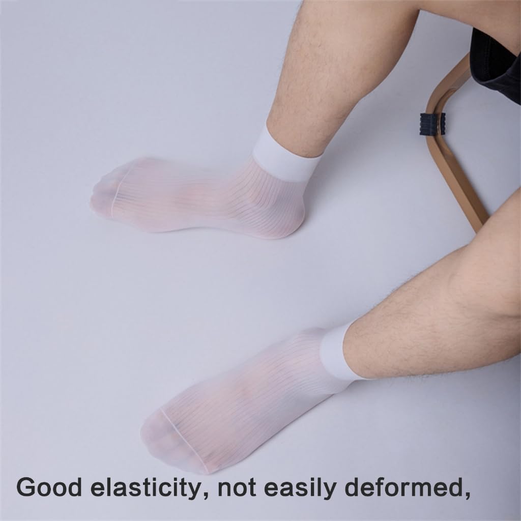 Men's Sheer Business Dress Socks Comfortable Breathable Elastic Formal Suit Short Tube Nylon Ankle Socks