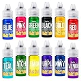 Oil Based Food Coloring for Chocolate - 12 Vibrant Color Food Coloring for Chocolate, Candy Melts, Buttercream, Frosting - Fat Soluble Food Color Dye for Baking, Fondant - 0.2 Fl. oz (6 ml)/Bottles
