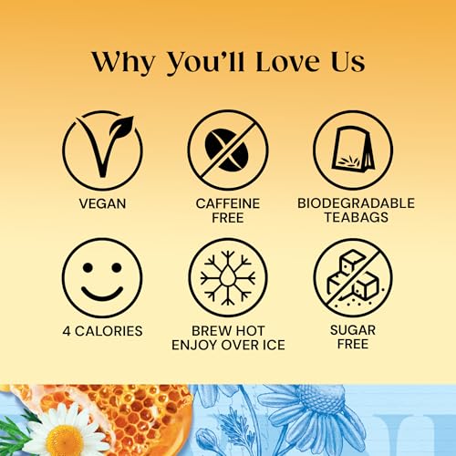 Twinings Camomile and Honey FlavouredTea - 80 Biodegradable Tea Bags (Multipack of 4 x 20 Bags) | Soothing Herbal Blend, Caffeine-Free, Naturally Sweetened - Image 4