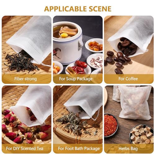 Miniatura 7 de Vinabo 400 Piezas Filtros Para Té, 7 X 9 Cm Filtro Te, Bolsas Desechables De Filtro De Té Suelto,Infusor Te Con Cordón, Bolsas De Te Para Té Fragante, Diy Té, Especias, Vainilla, Lavanda, Café