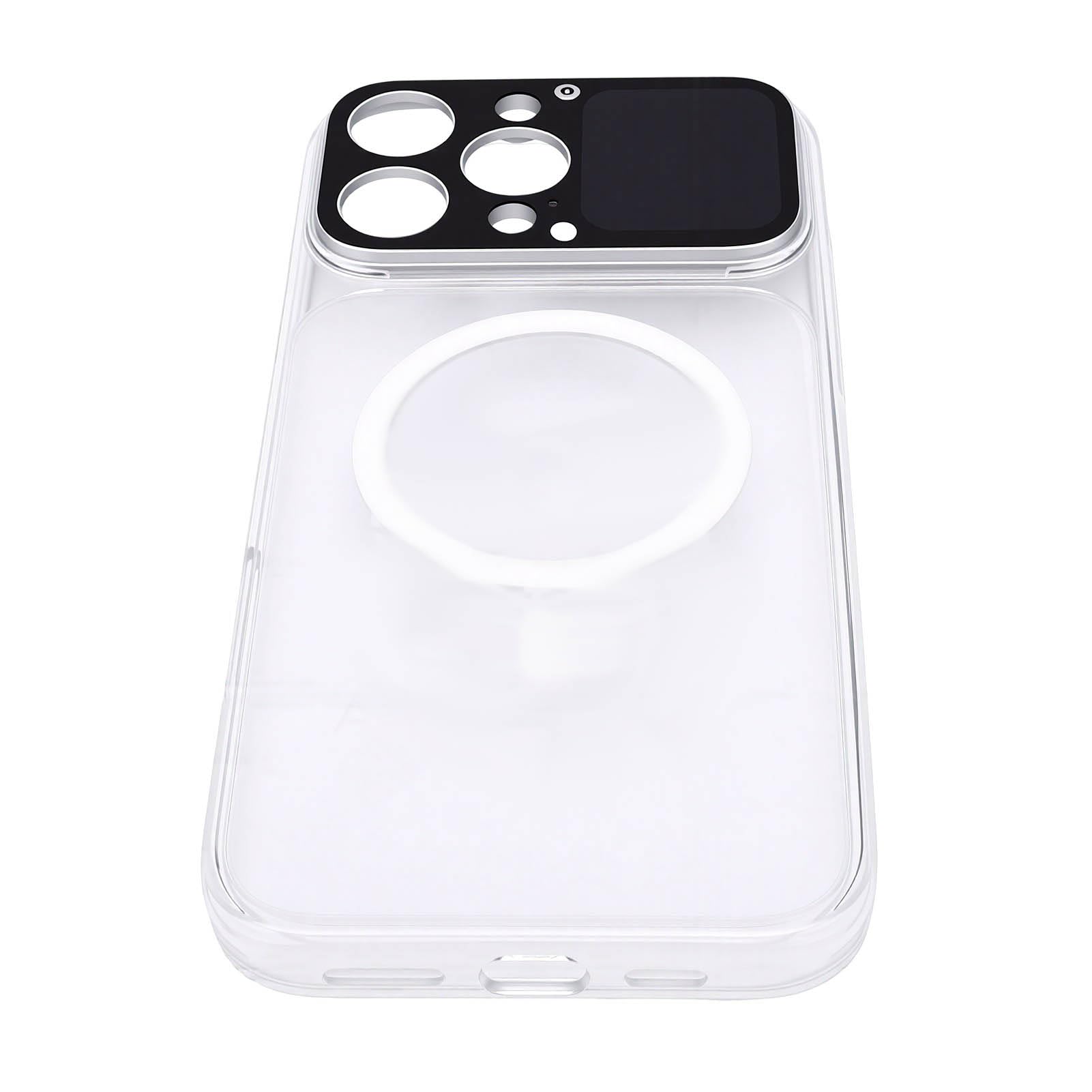 CCYLEZ Custodia Smartphone con Ricarica Magnetica, Trasparente TPU, for Uso | Finestra di visualizzazione intelligente, testo e motivi personalizzabili, design leggero