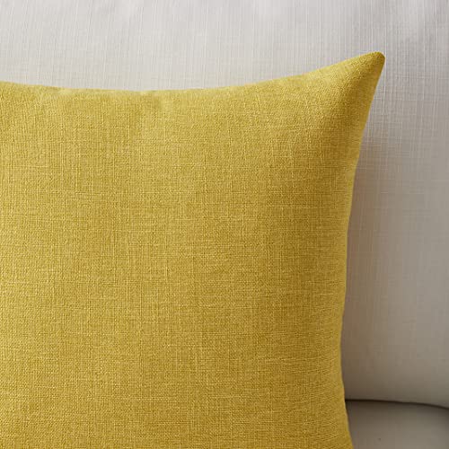 Meekio Set Of 2 Yellow Pillow Covers 18 X 18 Inch Decorative Throw Pillow Covers Linen Cushion Covers For Summer Decor #TOP4