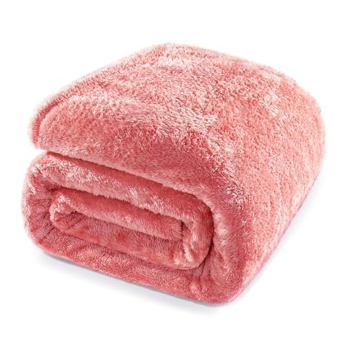 Couverture polaire super douce rose 230 x 270 cm jeté de lit grande taille