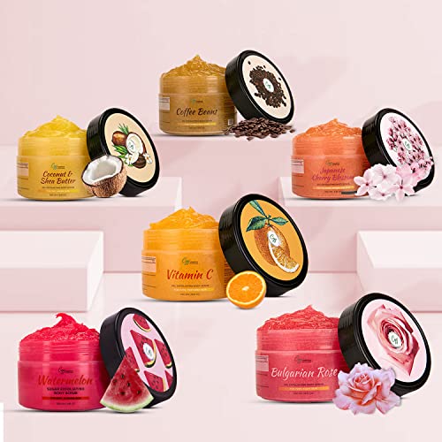 Image of CGG Cosmetics watermelon sugar exfoliating body scrub for soft & glowing skin, & vegan , no paraben & sulphate-250gm