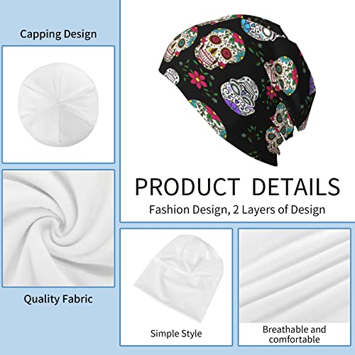 Mounno Flower Skull Man Women Knit Hats Beanie Hat Winter Knit Soft Hats Warm Slouchy Knit Cap Headwear #TOP6