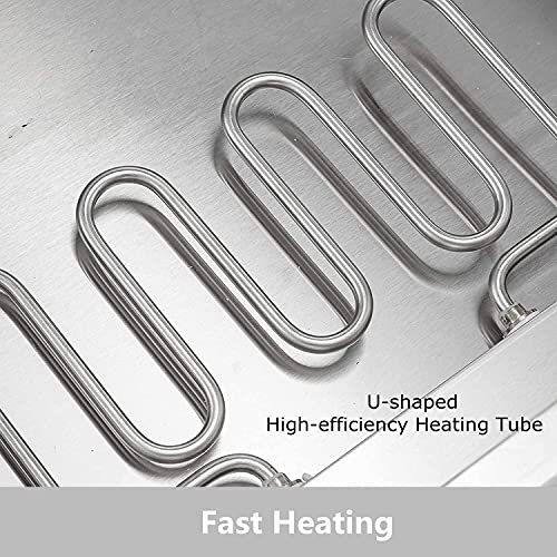 Intbuying 4 Pan Commercial Bain-Marie Buffet Food Warmer Steam Table With Glass Shield 110V 1/2Pans #TOP4