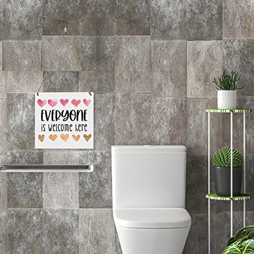 Rustic Boho Heart Decor Welcome Sign Wood Wall Art Wall Hanging Decor Inspirational Funny Diversity Pride Wooden Decorative Plaque Sign For Home Door Outdoor Classroom Everyone Is Welcome Here Sign #TOP6