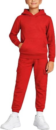 Quad Seven Boys Sweat Suit Set - 2 Piece Soft Fleece Pullover Hoodies and Athletic Cargo Jogger Sweatpants for Boys 5-18