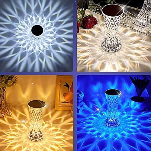 Small Waist Crystal Diamond Table Lamp, 16 Color Changing Night Lights, Touch Contronl USB Rechargeable Bedside Lamp with Remote for Kids Bedroom,College Dorm,Party Dinner Christmas Decor
