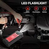 YABER Jump Starter, Car Battery Jump Starter Pack 800A 12000mAh for 5.0L Gas/4.0L Diesel, IP66 Waterproof Portable 12V Auto Battery Jumper with USB Ports and Smart Jumper Cable - 4