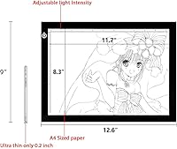 Vista 4 de LitEnergy Caja de trazado de luz de tablero de copia LED A4, almohadilla de luz LED ajustable de alimentación USB para transferencia de tatuajes