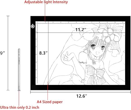 LitEnergy A4 LED Copy Board Light Tracing Box, Adjustable USB Power Artcraft LED Trace Light Pad for Tattoo Transferring, Drawing, Sketching, Animation, Stenciling, Diamond Art Painting Accessories