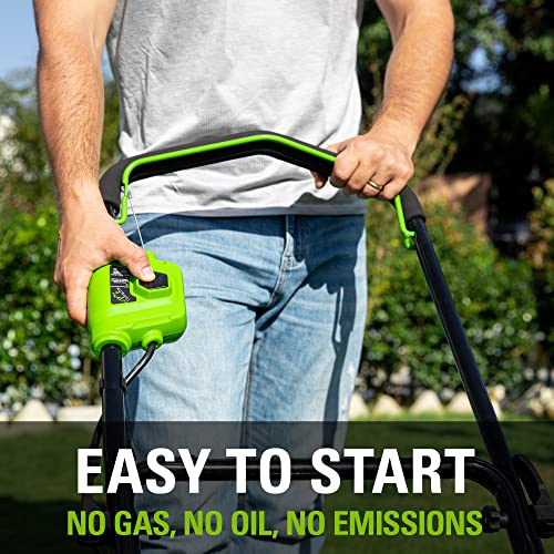 Greenworks 2 x 24V (48V) 19-Inch Brushless Push Lawn Mower, (2) 24V 4Ah Batteries and Charger Included, Green&Black, LME476 by Greenworks - Used condition - Image 9