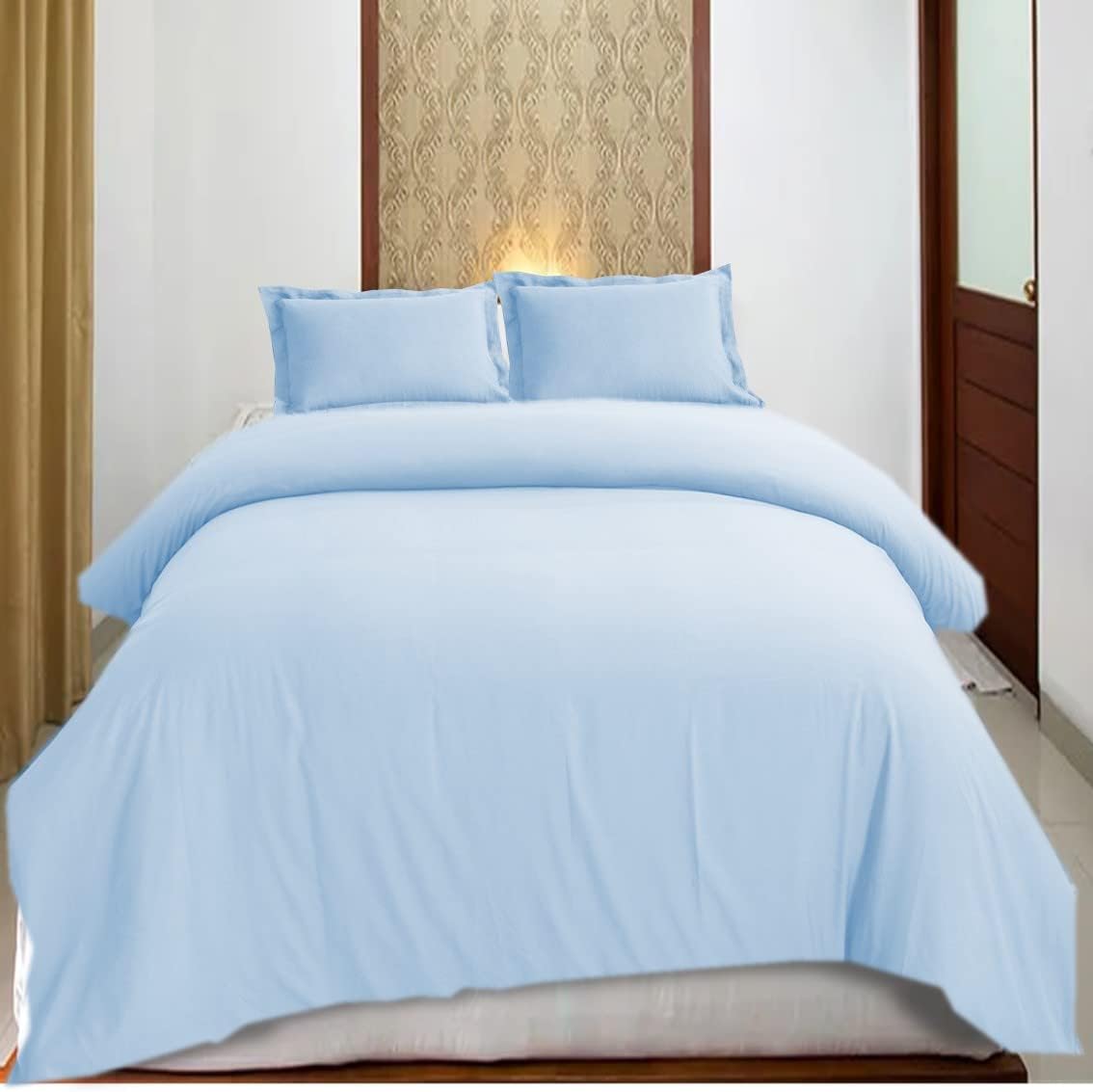 100% Microfiber 1 Piece Duvet Cover Zipper Closure Soft and Breathable for Comfortable Sleep Wrinkle Free Duvet/Quilt/Razai/Comforter Cover 102X108 Inch King_Light Blue