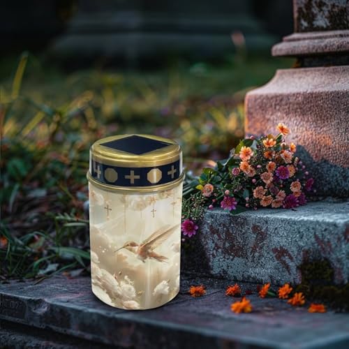 Image of Hummingbird Solar Garden Lights Cemetery Solar Lights Flameless Lamp Led Electronic Candles Outdoor Grave Decoration