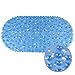 Produktbild WELTRXE Duschmatte, Antirutschmatte aus Kunststoff für Kinder und Familie Dusche, rutschfeste Badewannenmatte mit Hunderte Saugnäpfen, Länglichrund Duscheinlage PVC 69 x 36 cm Blau