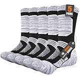 Niofind Mens Work Socks Full Cushioned Hiking Boot Socks, Breathable Cotton Outdoor Sports Crew Sock for Walking Cycling Running Multipack 5 Pairs, Black 9-11