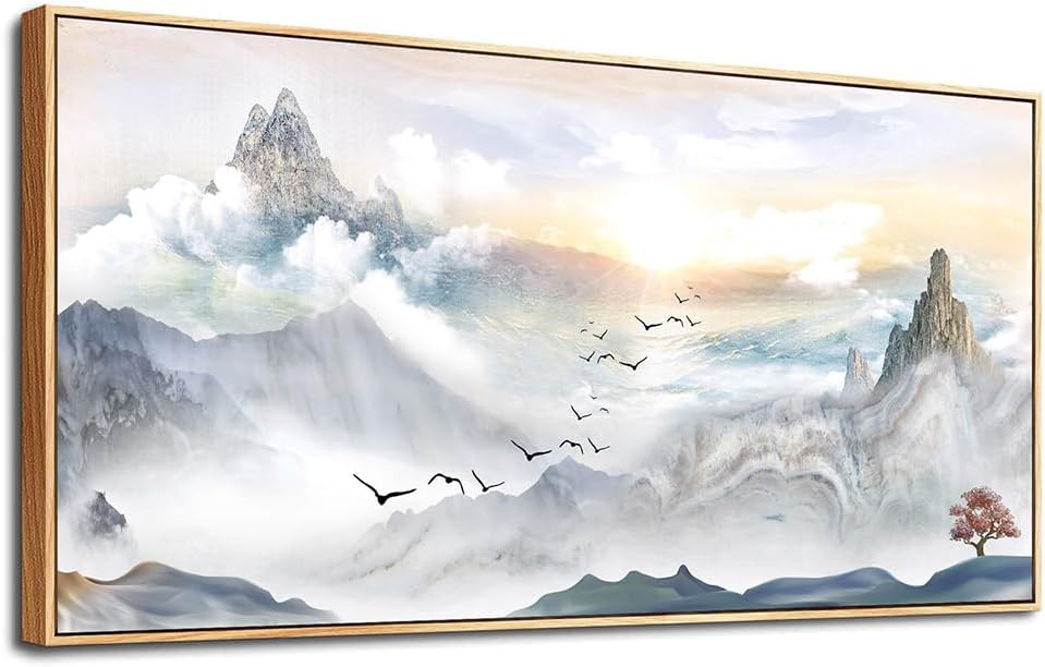 Wapluam Framed Canvas Wall Art For Living Room Wall Decoration Office Pictures Artwork Large Wall Decor For Bedroom Scenery Abstract Wall Painting Home Decor Wood Framed Ready to Hang 20" x 40"