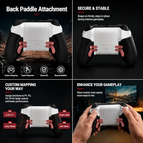 Image of 4 PCS Red Metal Stainless Steel Paddles Trigger, DaKuan Metal Paddles Compatible with Xbox One Elite and Xbox Elite Series 2