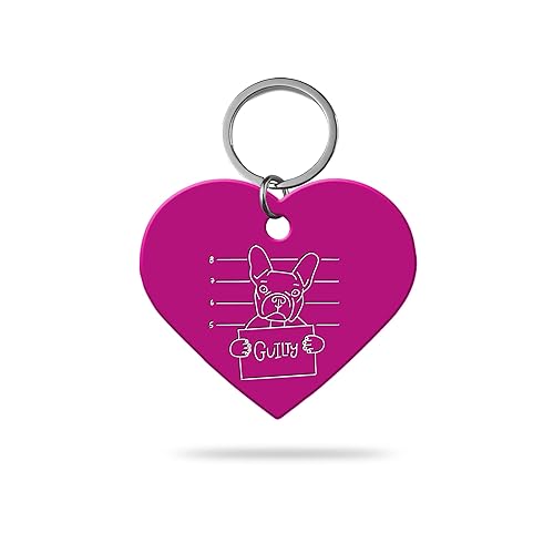 MACOS Engraved Personalised Heart Pet Tag for Dogs and Cats [Pink]