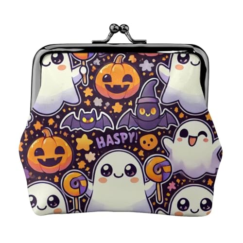 Pu Leather Buckle Coin Purse Halloween-Cute-Bats Girls Kiss-Lock Change Purse Wallets