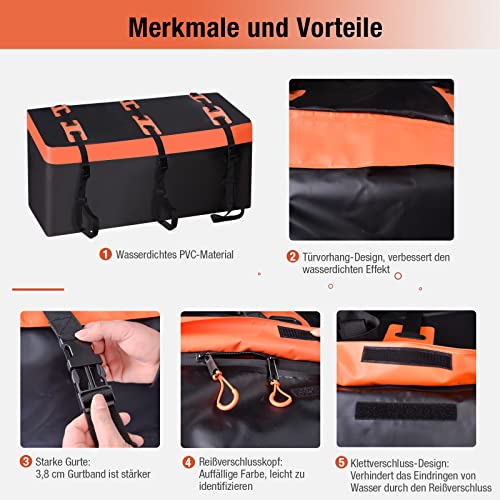 SUNORCHID Heckbox für Anhängerkupplung 115 x 61 x 61cm, 425 Liter 600D PVC Car Cargo Transportbox Wasserdicht Reißfest Faltbare Gepäckbox