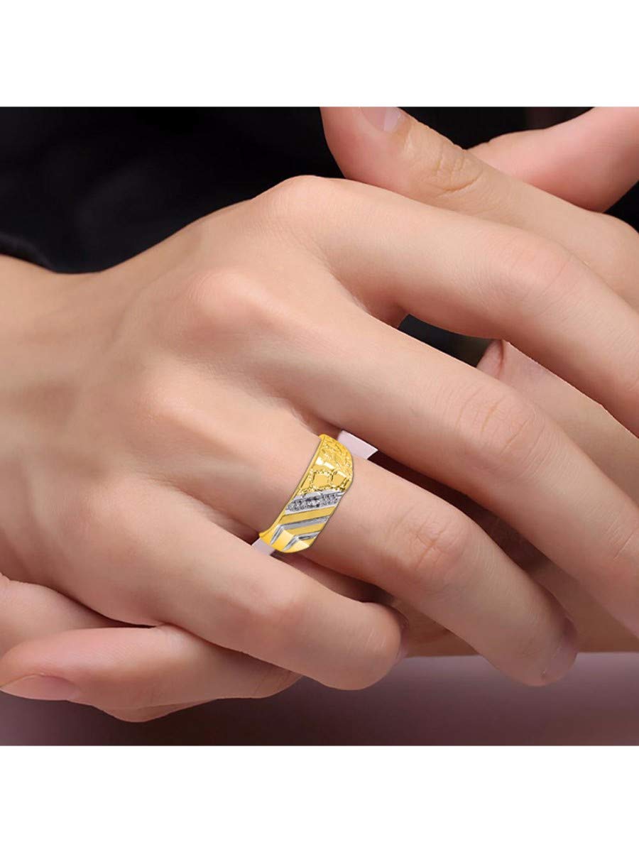Rylos - Anello da uomo classico con diamante 1/2 in argento placcato oro giallo 925 bicolore