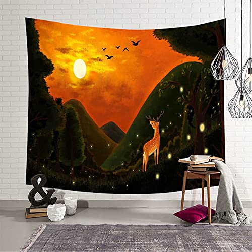 Tapiz de pared naranja y verde oscuro KnSam, el elemento artístico para salones modernos