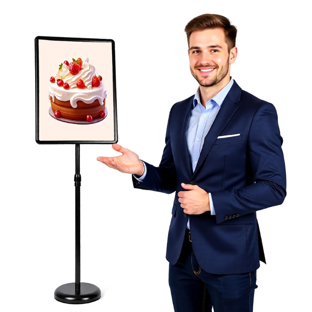 A2 Verstellbarer Bodenständer für Werbeschilder – Geeignet für Hochzeiten, Veranstaltungen, Werbung und Verkaufsdisplays – Slish Nero h, vielseitig