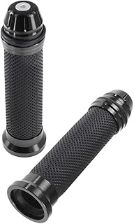 ihreesy Universal Motorcycle Grips, 2 Pieces Aluminium Alloy Motorcycle Handlebars 22 mm/24 mm Non-Slip Ergonomic Handlebar Grips for Most Motorcycles Scooters and Mopeds, Black