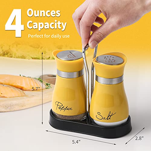Salt And Pepper Shakers Set, Stainless Steel With Glass Bottle For Table, Rv, Camp, Bbq, Set Of 2, Yellow #TOP1